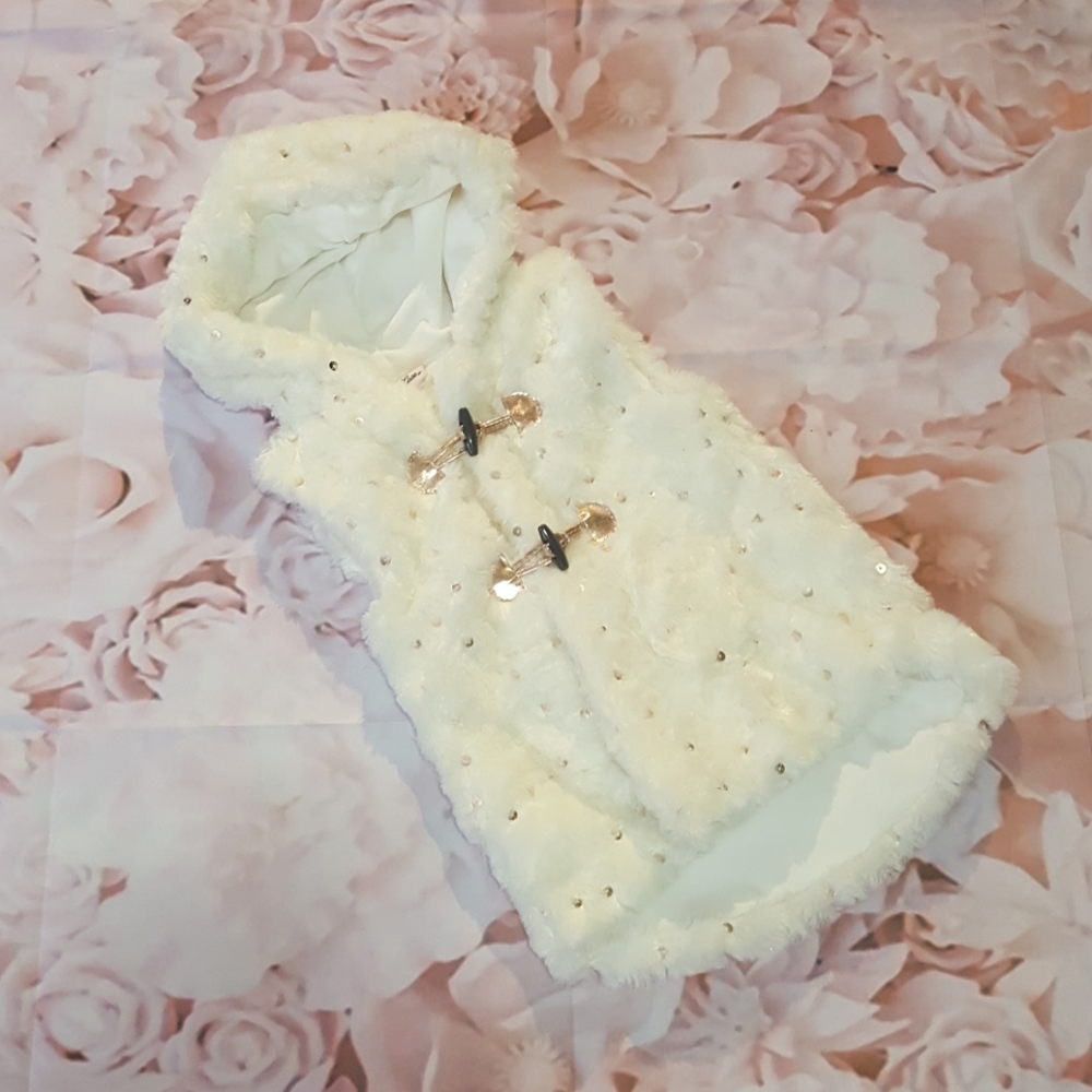 Faux Fur Sequin Vest 4T